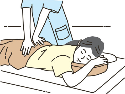 recommend clip art: マッサージ（整体）を受ける若い女性