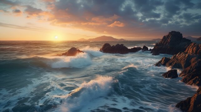 Beautiful seascape with clear blue water and blue sky