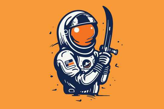 illustration of a astronaut holding sward 
