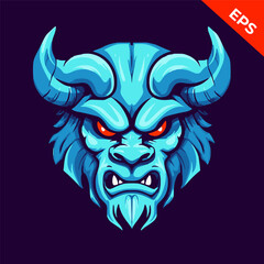 Angry beast lion, Warriorbeast vector, blue beast color. Isolated vector sign symbol