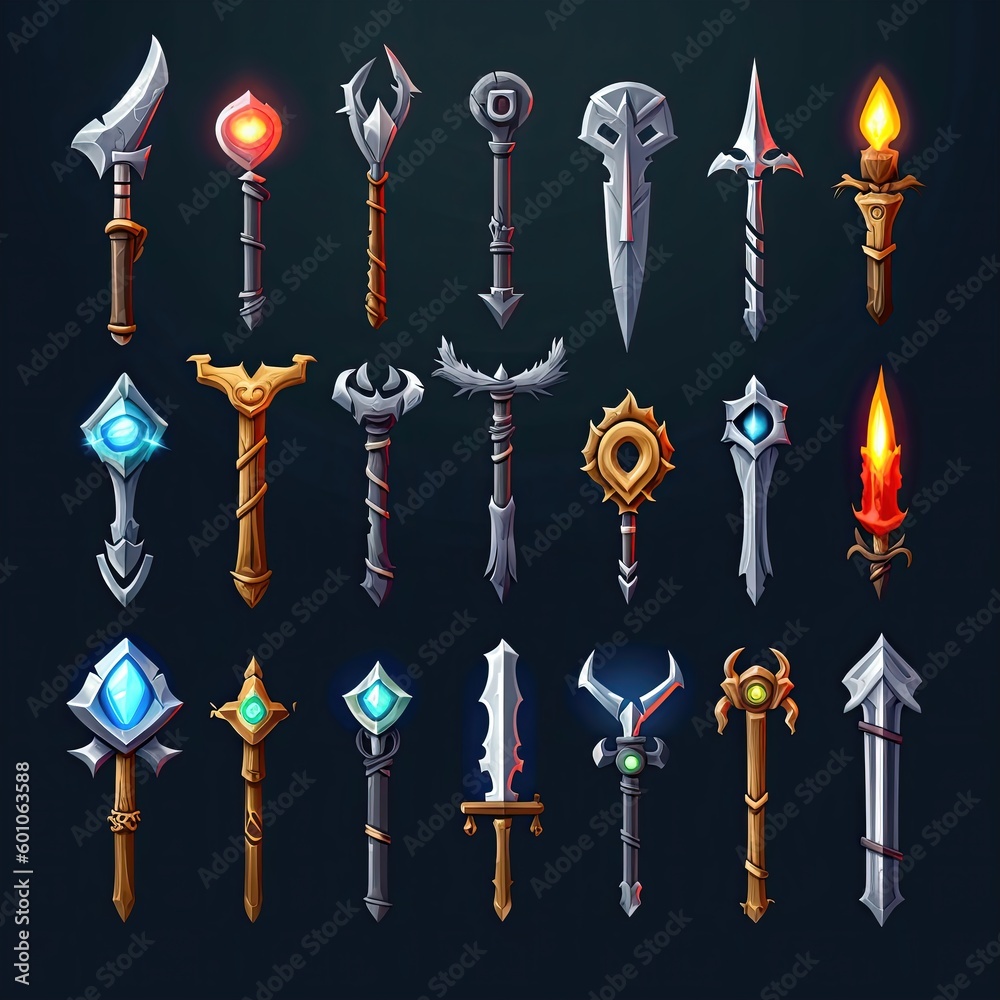 Wall mural metal sword weapon game ai generated