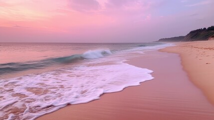 Beautiful pink sunset at the seashore