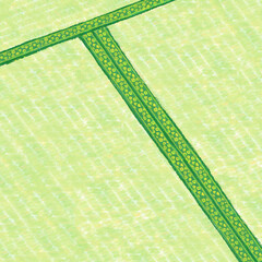 斜めの新しい畳　緑　手描き