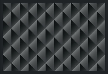 Black seamless brick texture. Simple clean dark background texture. 3D Vector interior wall panel pattern.