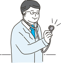 聴診器を持つ白衣の男性医師
