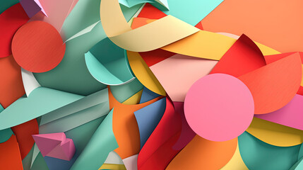 Abstract colorful paper cut. Generative AI.