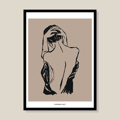 Abstract boho style woman silhouette vector art print poster for your wall art gallery