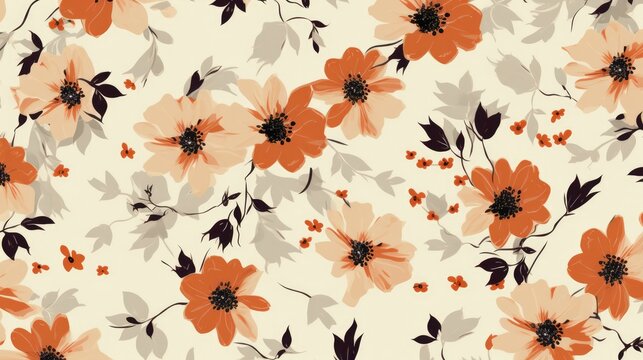 Generative AI art of flowers on a cream colored background