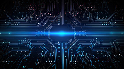 Obraz premium Abstract technology circuit board illustration. Generative AI.