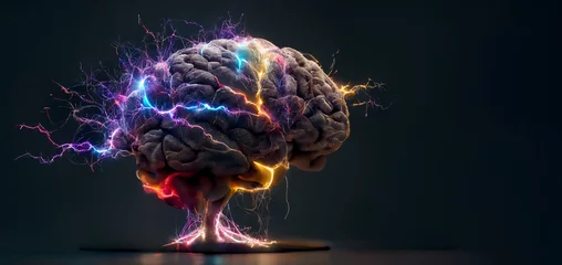 Keuken foto achterwand Volle maan concept of a human brain full with creativity, shows multiple colors and action - generative ai image