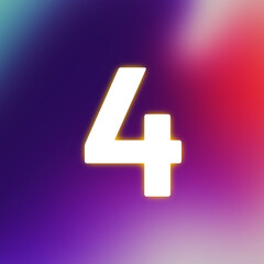 set of white numbers on multicolored background, 3d rendering, four