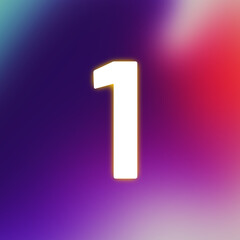 set of white numbers on multicolored background, 3d rendering, one