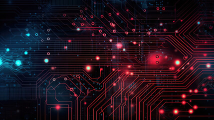 Obraz premium Abstract technology circuit board illustration. Generative AI.