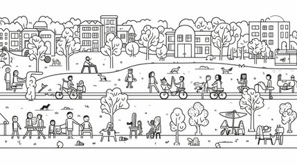 Vector illustration of various people doing things