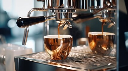 Fresh espresso brewing through the bottomless portafilter