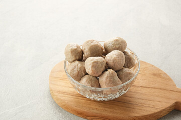 Meatballs or Bakso, made from minced beef and tapioca flour. Food preparation
