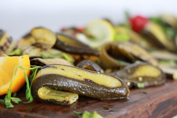 Grilled antipasti zucchini for a italien buffet.