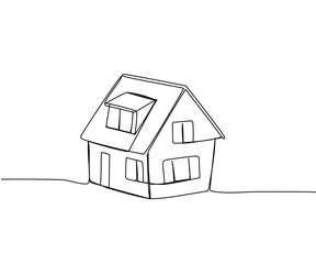 Private house, home loan, mortgage one line art. Continuous line drawing of bank, money, finance, financial, payment, data, savings, economic, wealth, credit