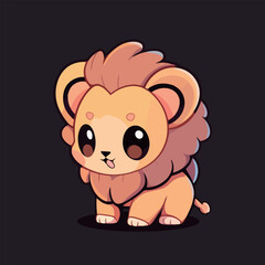 Fototapeta premium A cartoon lion with a cute face