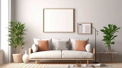 Mockup poster frame on modern interior background
