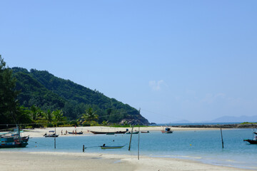Fototapeta na wymiar View of the fishing village beach in Phuket, Thailand