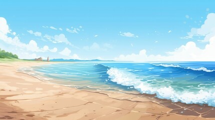 Obraz premium Illustration of a beautiful seashore covered in sand