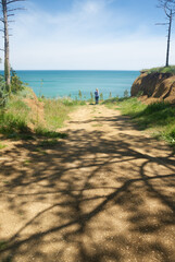 Woman on the seashore.