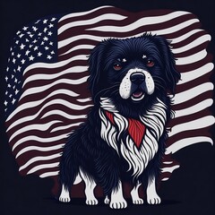 a dog with the american flag created with Generative AI technology