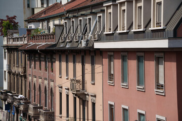 Old building along via Piero della Francesca in Milan