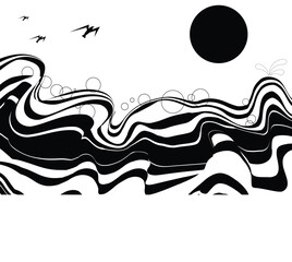 Obraz premium Black Sun and Sea