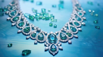 turquoise necklace on display