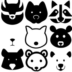 Animal head vector design black and white