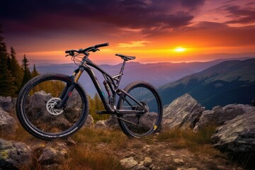 Obraz na płótnie Canvas sunset on bike