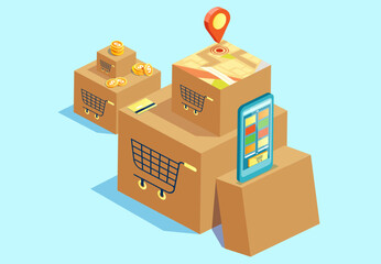 Obraz premium Online shopping via mobile app