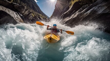 white water kayaking - obrazy, fototapety, plakaty