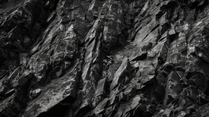 Black rock texture. Stone background. Old weathered mountain surface. Generative AI.

