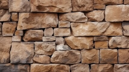 Fototapeta premium Old stone wall background. Rock texture. Light brown gray grunge background. Generative AI.