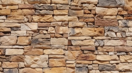 Obraz premium Old stone wall background. Rock texture. Light brown gray grunge background. Generative AI.