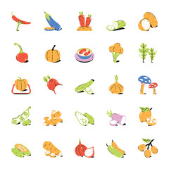 Pack of Vegetables Flat Icons 

