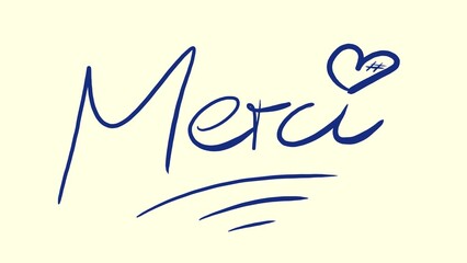 Merci mit Herz, Danke, Bedanken, Notiz, Handschrift, Skizze, Scribble