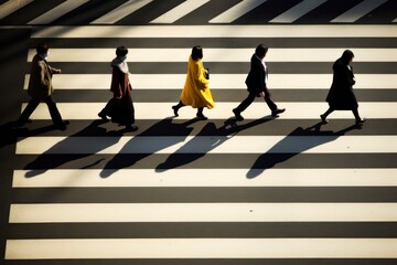 Obraz premium Stylish people walking on large pedestrian crossing in city center of Japan