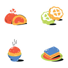 Pack of Chinese Food Flat Icons 

