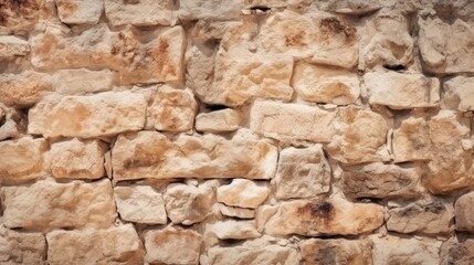 Obraz premium Old stone wall background. Rock texture. Light brown gray grunge background. Generative AI.