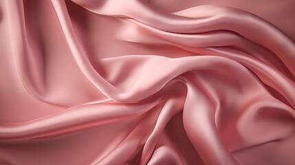 Obraz premium Pink silk satin background. Soft wavy folds on the fabric. Wedding, anniversary, valentine, love, tender, holiday, celebration, card. Generative AI.