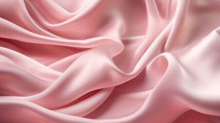 Obraz premium Pink silk satin background. Soft wavy folds on the fabric. Wedding, anniversary, valentine, love, tender, holiday, celebration, card. Generative AI.