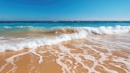 Fototapeta premium Background of sea waves with foam on sandy beach