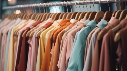 Female clothing hanging on a rack