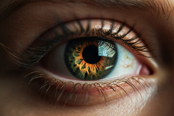Close-up shot of a beautiful female eye. Macro photography
