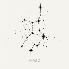 Star constellation zodiac virgo line black white vector