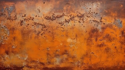 Rust background. Rusty texture. Old metal wall surface. Orange brown grunge background. Generative AI.